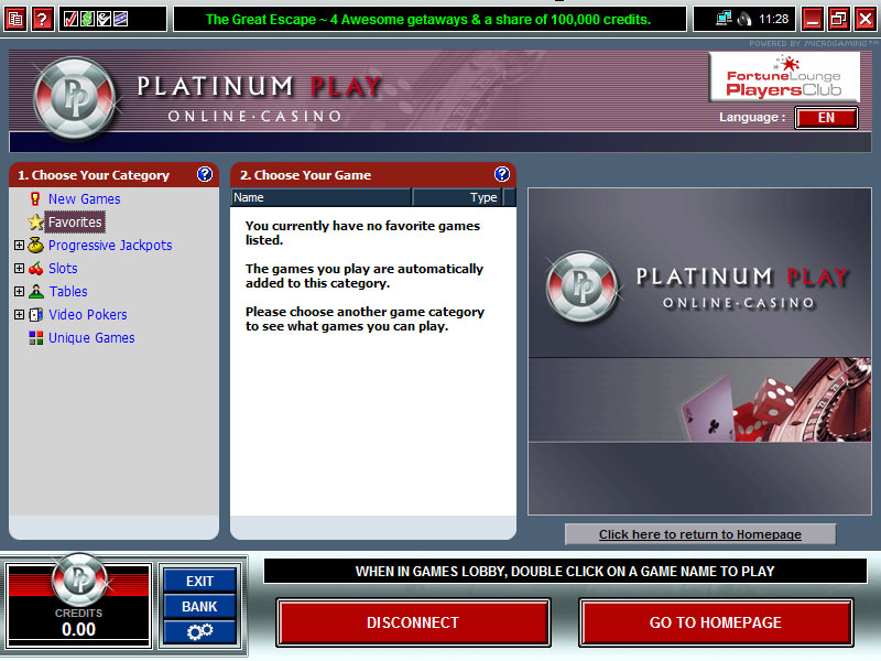 screenshot Platinum Play casino